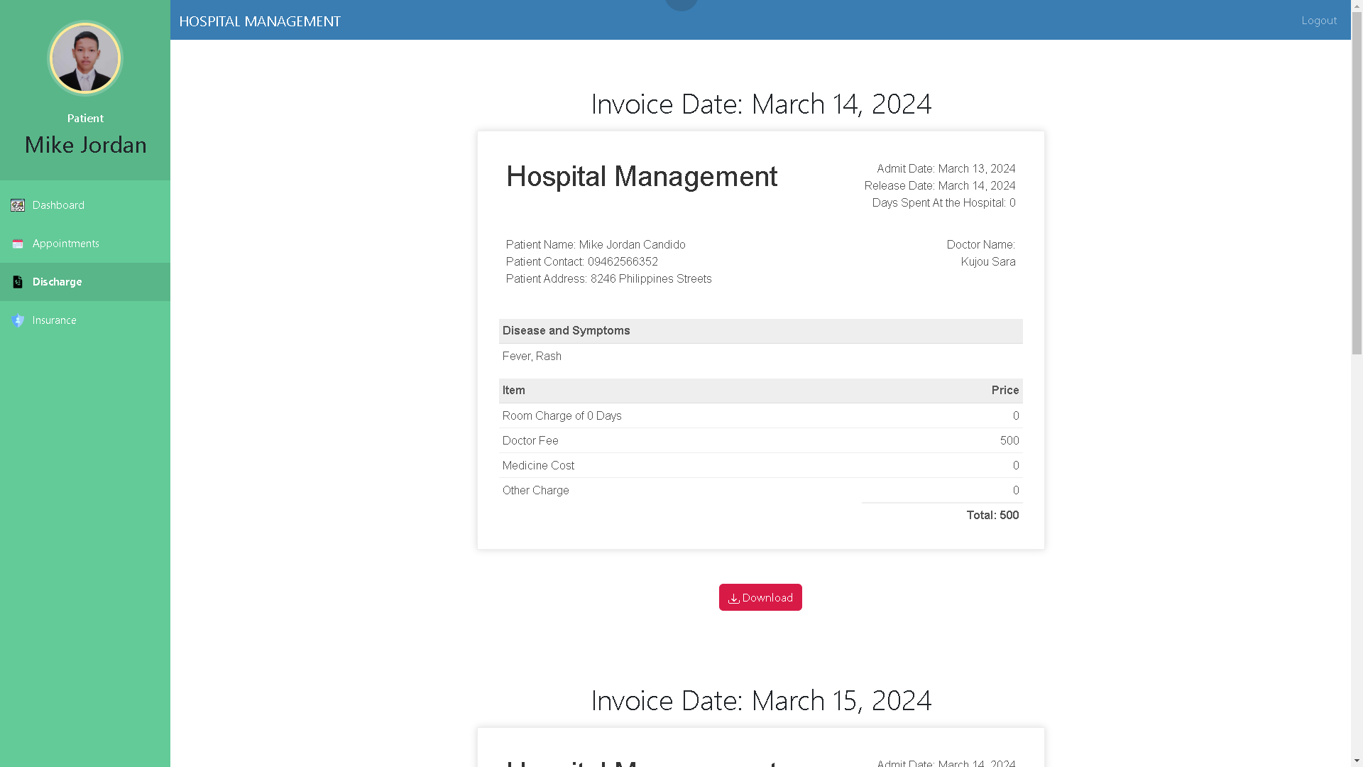 Patient Invoice